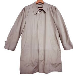 Clipper Mist Tan Trench Coat Mens 42L Sherpa Lined‎ Vintage Jacket London Town